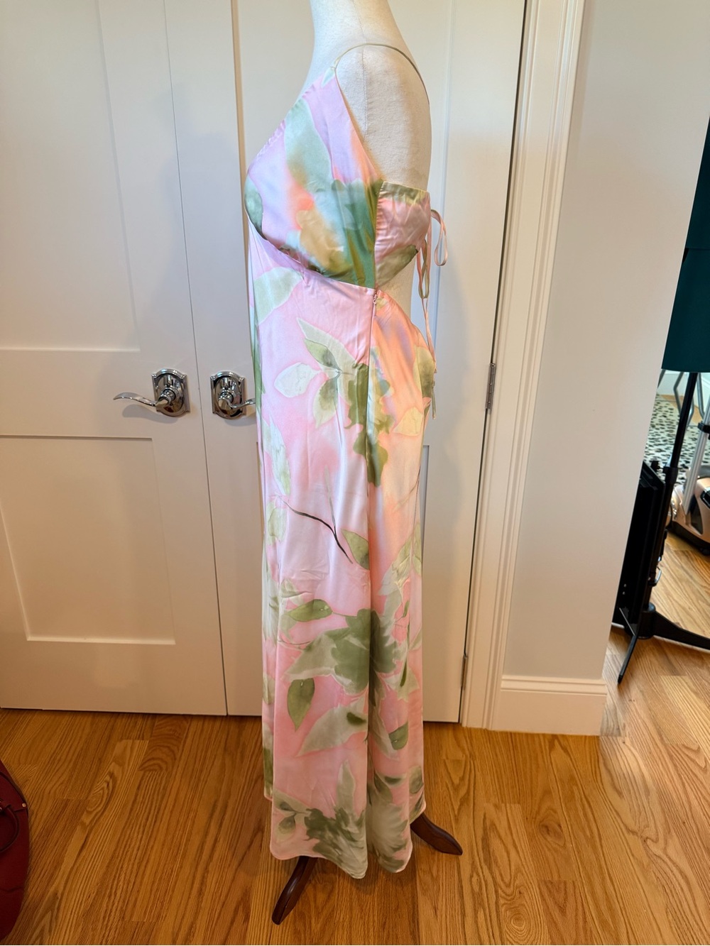Abercrombie & Fitch Julia Pink and Green Floral Slip Maxi Dress - Picture 6 of 12